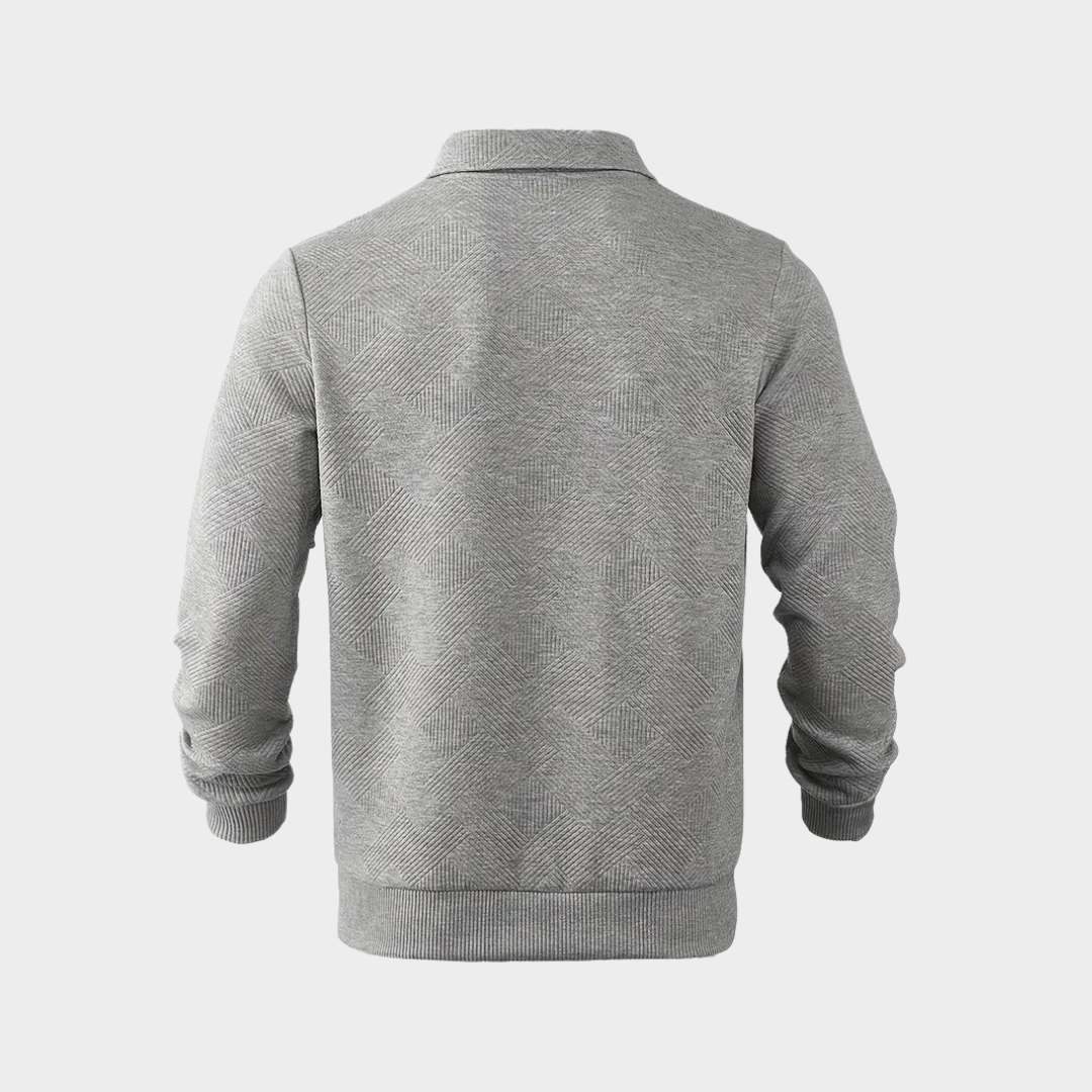 Męski Sweter z Ćwierć Zamkiem | Ciepły Geometryczny Golf