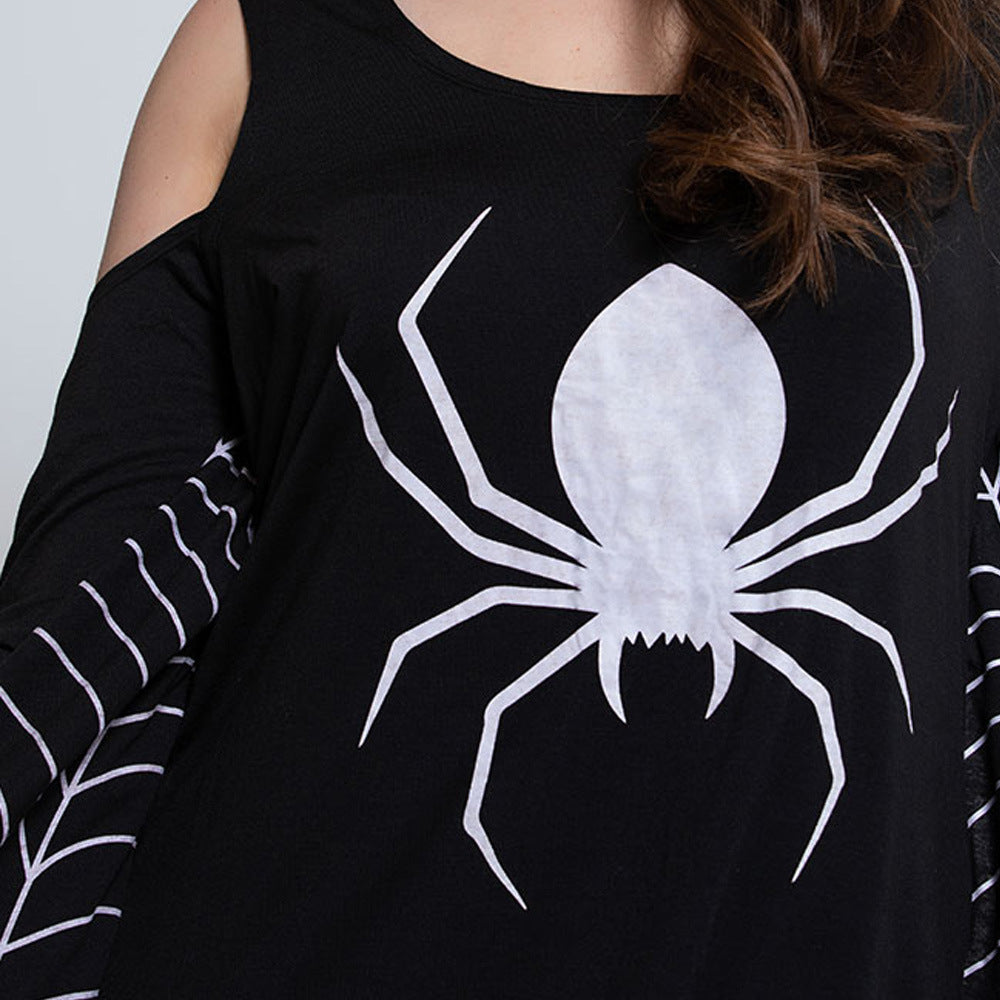 Sukienka Mini w Ciemną Pajęczynę na Halloween | Gotycka Stylizacja