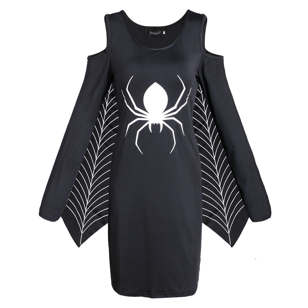 Sukienka Mini w Ciemną Pajęczynę na Halloween | Gotycka Stylizacja