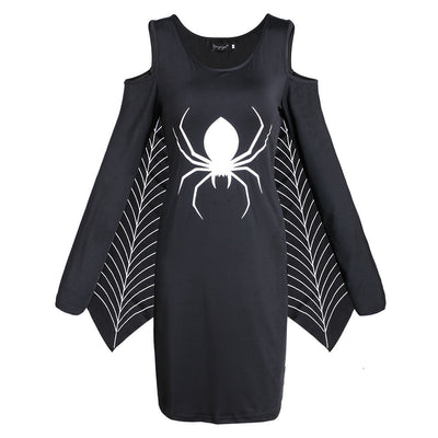Sukienka Mini w Ciemną Pajęczynę na Halloween | Gotycka Stylizacja