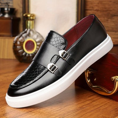 Męskie Loafers Vintage | Jednokolorowe Loafers z Klamrami