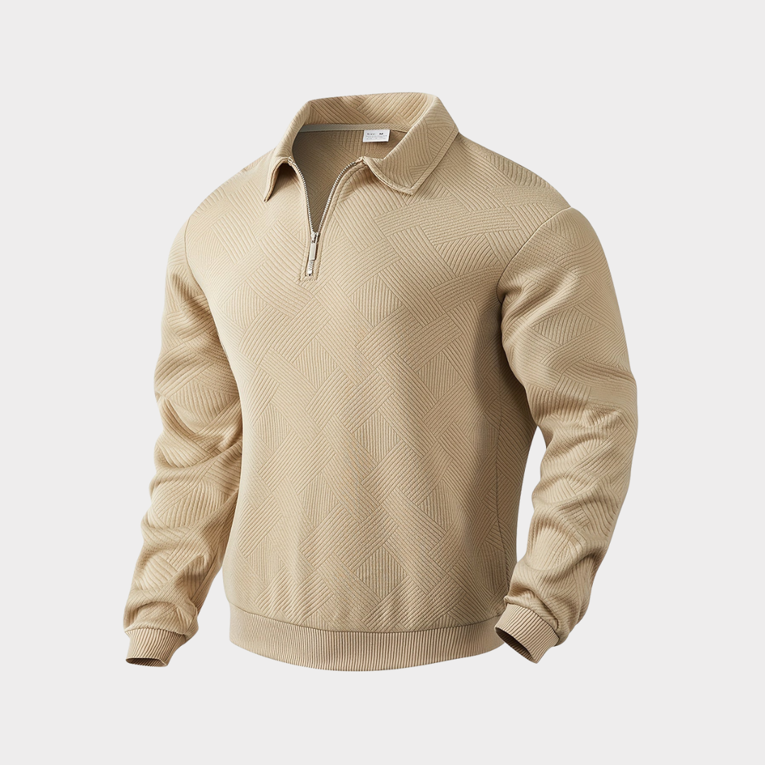 Męski Sweter z Ćwierć Zamkiem | Ciepły Geometryczny Golf