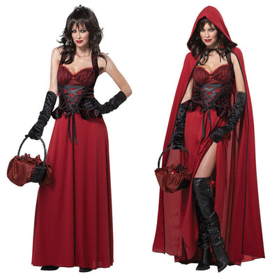 Strój Gotycki Damski na Imprezę | Sukienka Gorsetowa Halloween z Kapturkiem