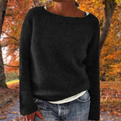Sweter Damski | Luźny Krój Łódkowy Dekolt