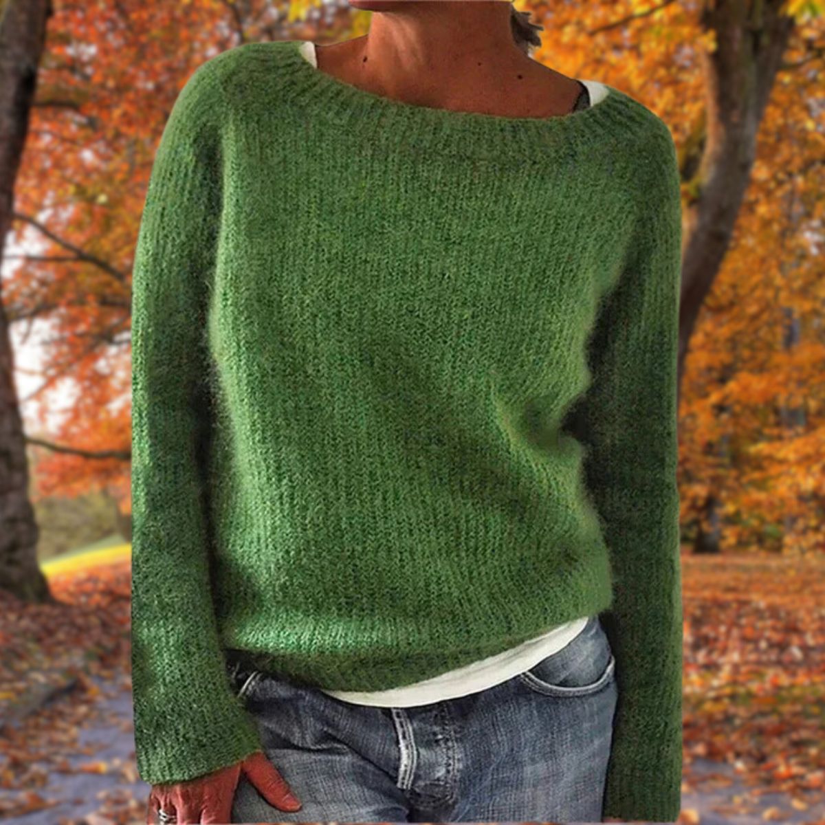 Sweter Damski | Luźny Krój Łódkowy Dekolt