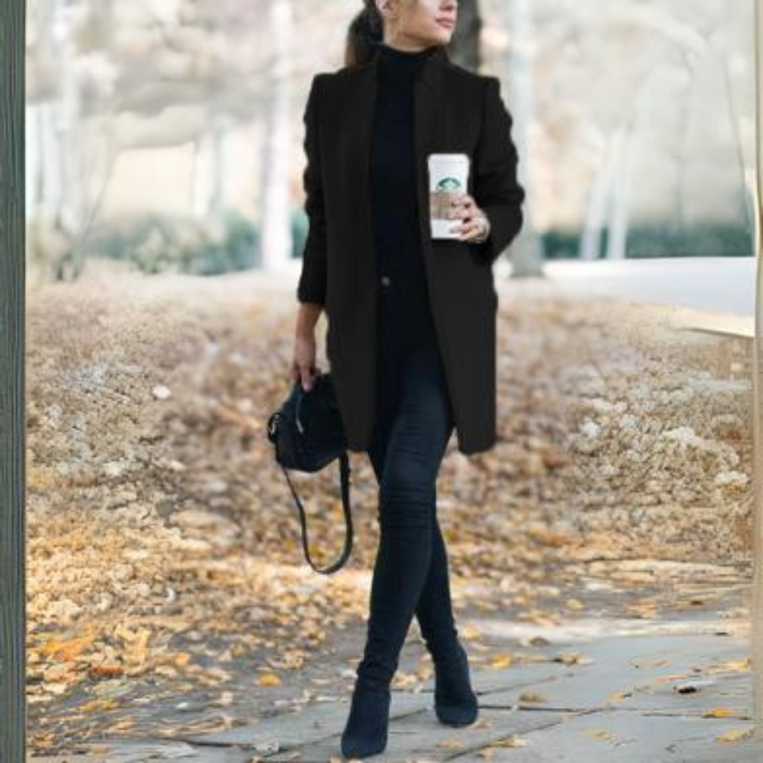 Damski płaszcz zimowy z wysokim kołnierzem | Stylowy i ciepły