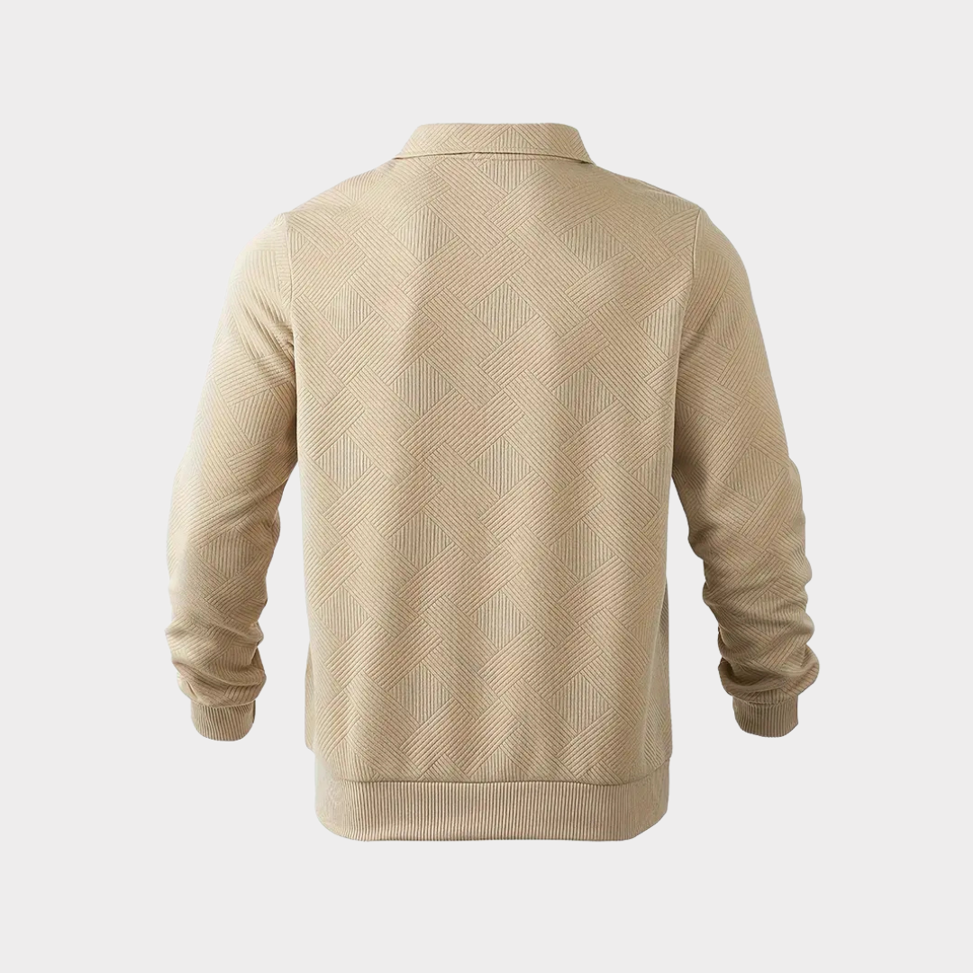Męski Sweter z Ćwierć Zamkiem | Ciepły Geometryczny Golf