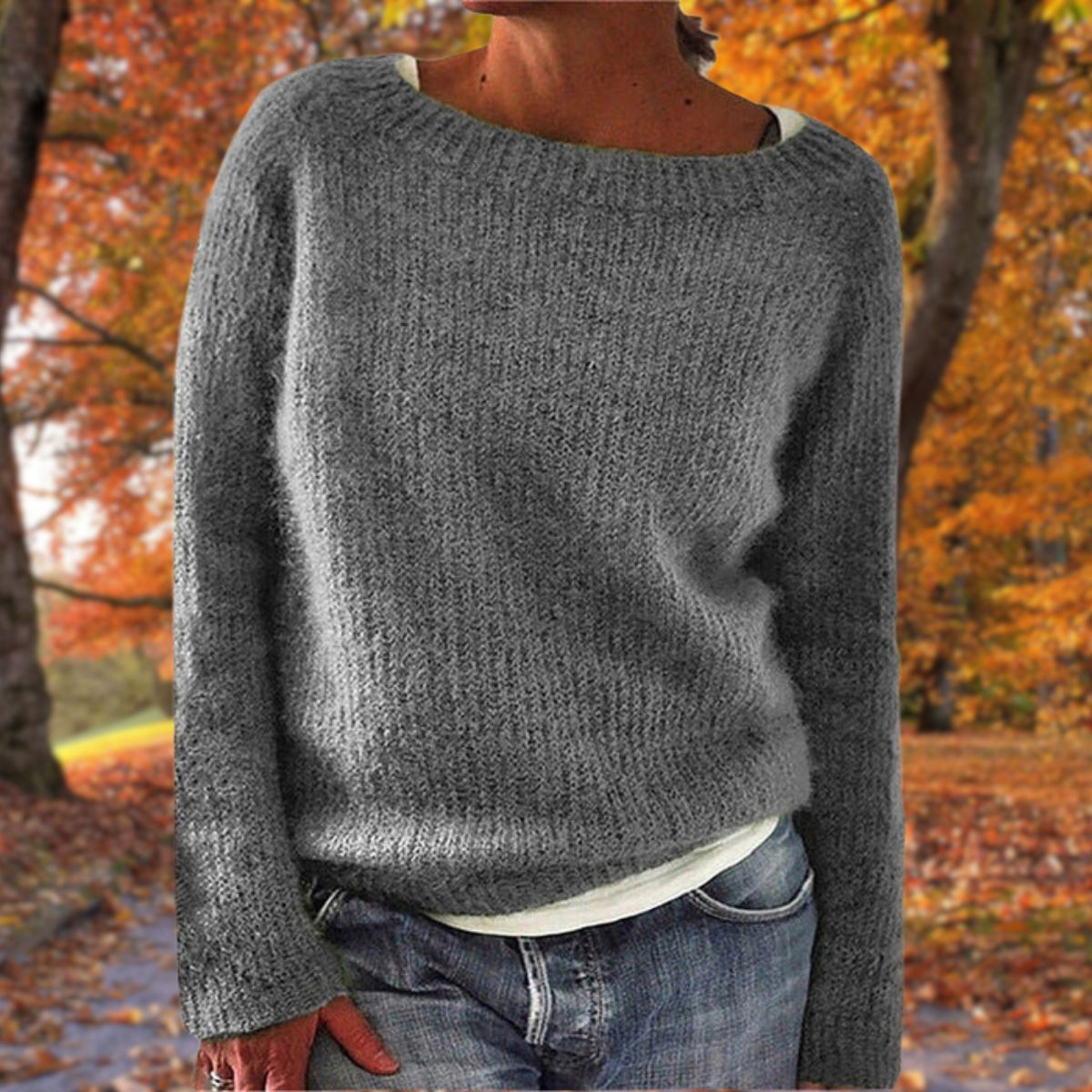 Sweter Damski | Luźny Krój Łódkowy Dekolt