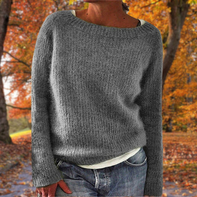 Sweter Damski | Luźny Krój Łódkowy Dekolt