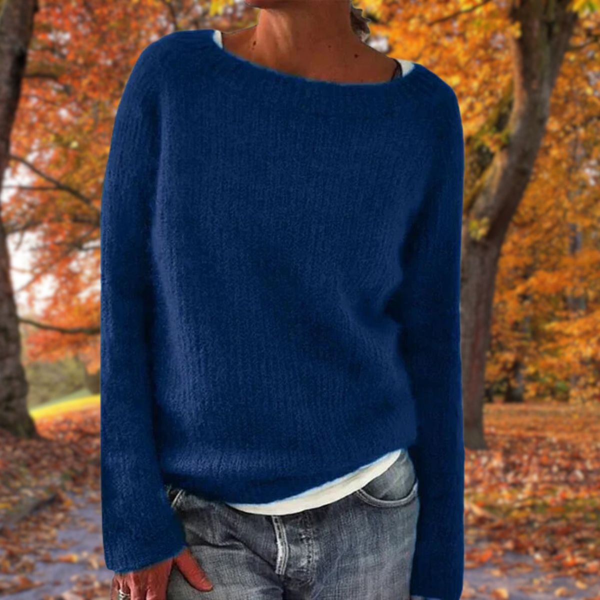 Sweter Damski | Luźny Krój Łódkowy Dekolt