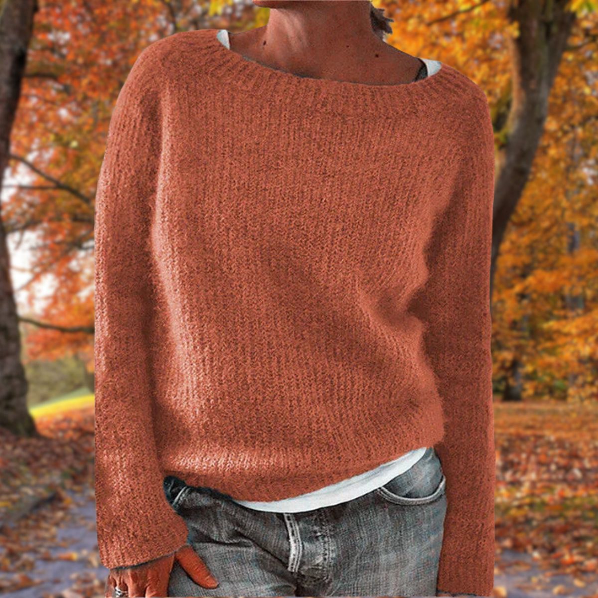 Sweter Damski | Luźny Krój Łódkowy Dekolt