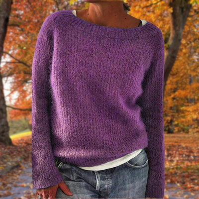 Sweter Damski | Luźny Krój Łódkowy Dekolt