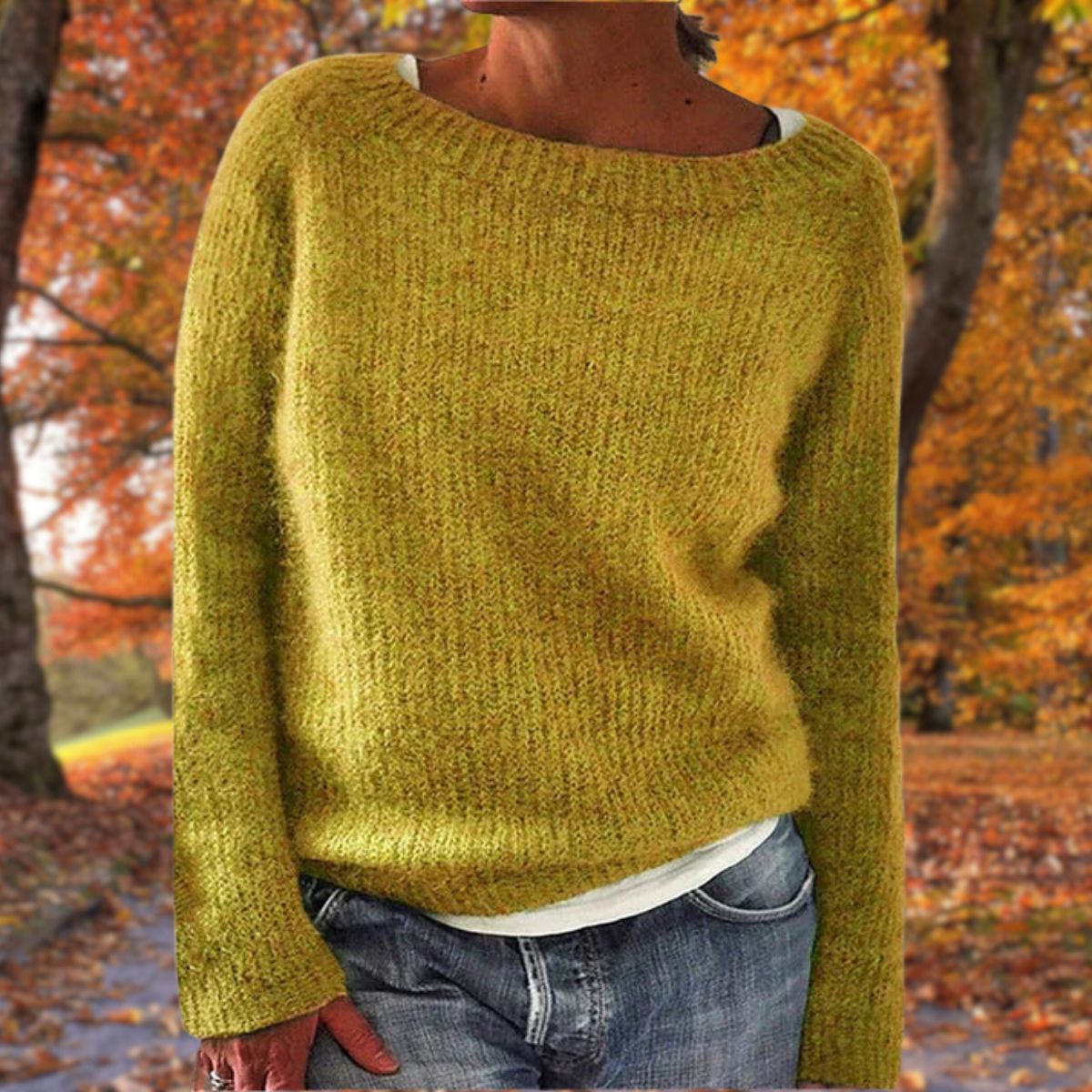 Sweter Damski | Luźny Krój Łódkowy Dekolt