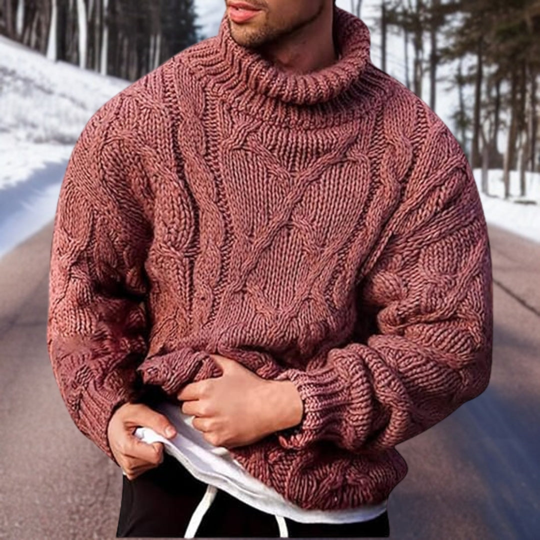 Męski Ciepły Dziany Sweter | Stylowy Zimowy Golf