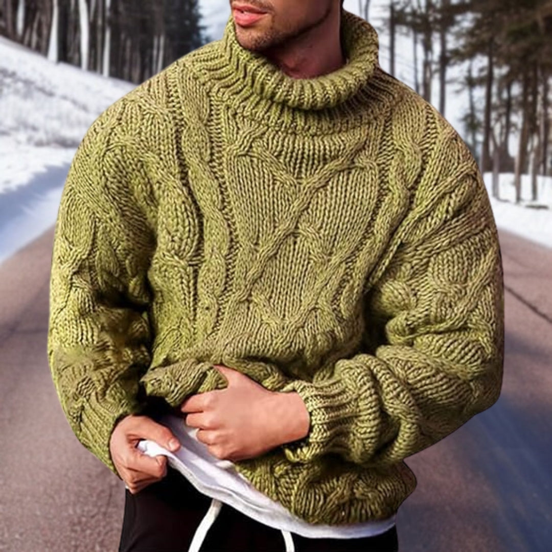 Męski Ciepły Dziany Sweter | Stylowy Zimowy Golf