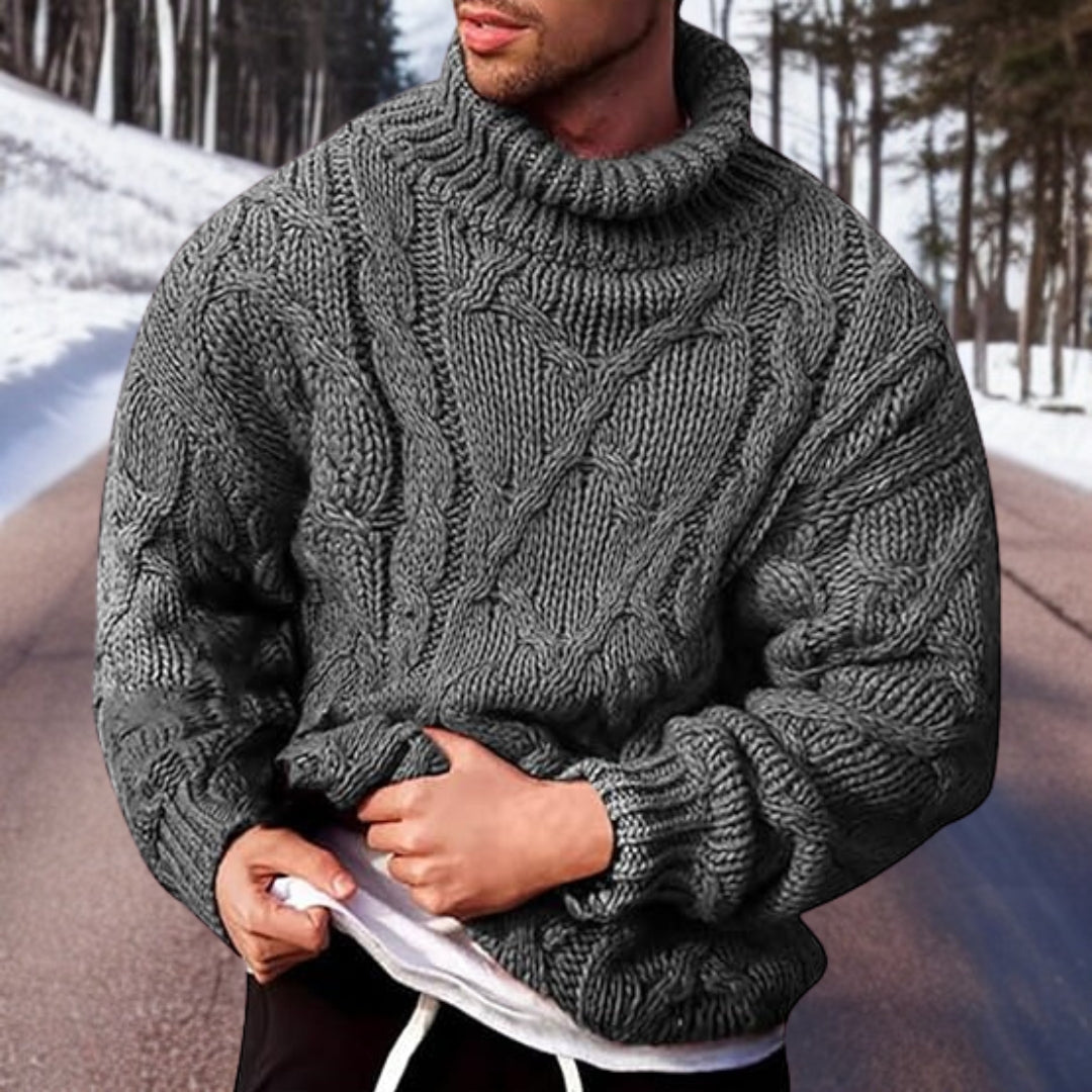 Męski Ciepły Dziany Sweter | Stylowy Zimowy Golf