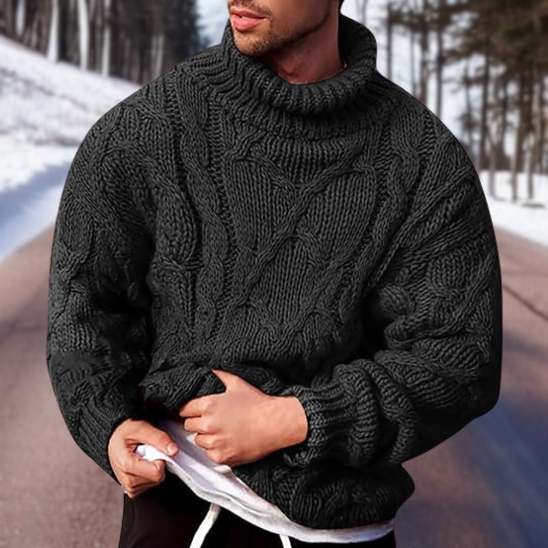 Męski Ciepły Dziany Sweter | Stylowy Zimowy Golf