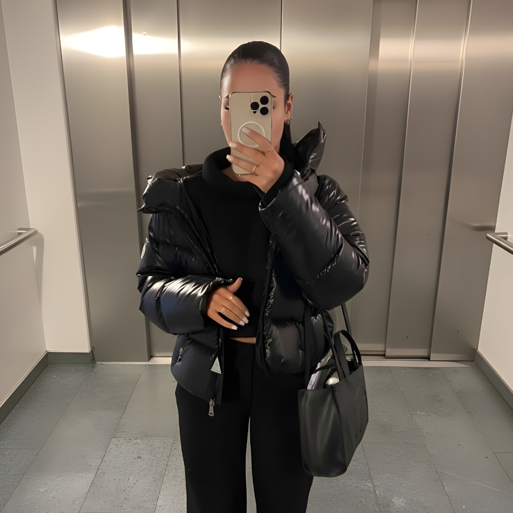 Damska Kurtka Pikowana | Kaptur Ciepły Krój