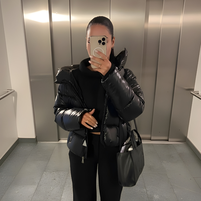 Damska Kurtka Pikowana | Kaptur Ciepły Krój