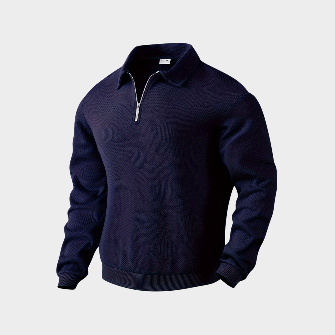 Męski Sweter z Ćwierć Zamkiem | Ciepły Geometryczny Golf