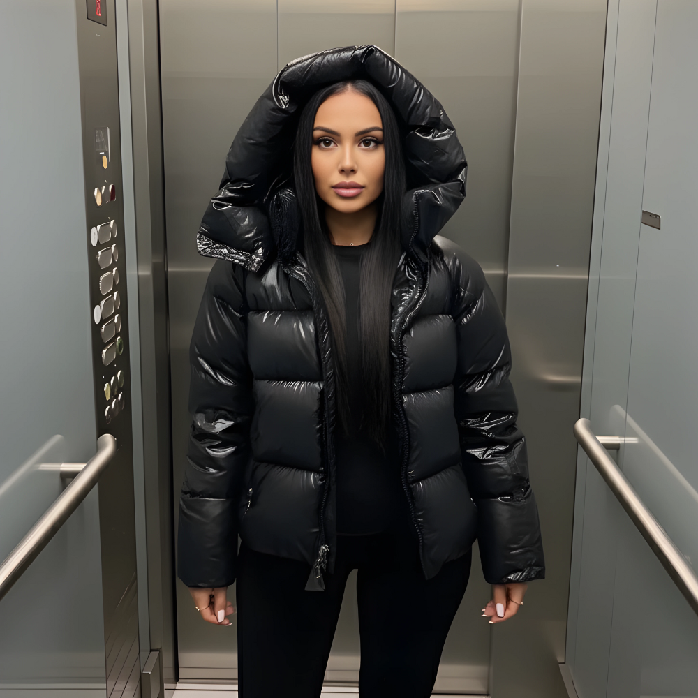 Damska Kurtka Pikowana | Kaptur Ciepły Krój