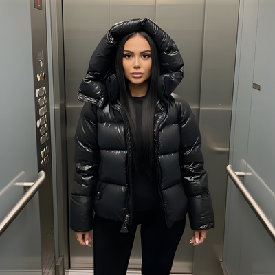 Damska Kurtka Pikowana | Kaptur Ciepły Krój