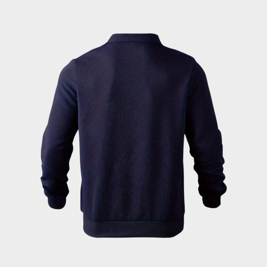 Męski Sweter z Ćwierć Zamkiem | Ciepły Geometryczny Golf