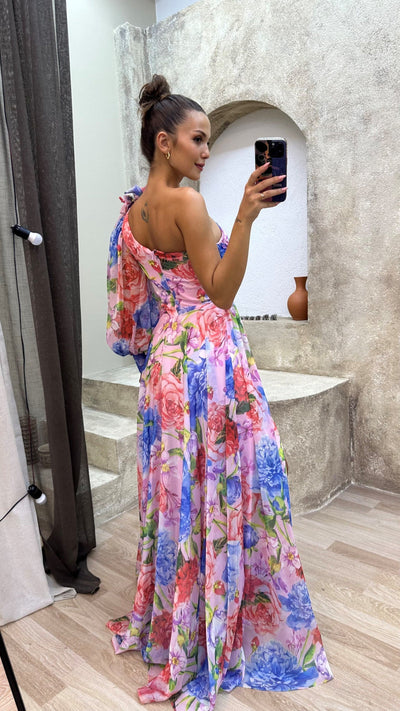 Sukienka Maxi Damska | Elegancki Krój z Rozcięciem