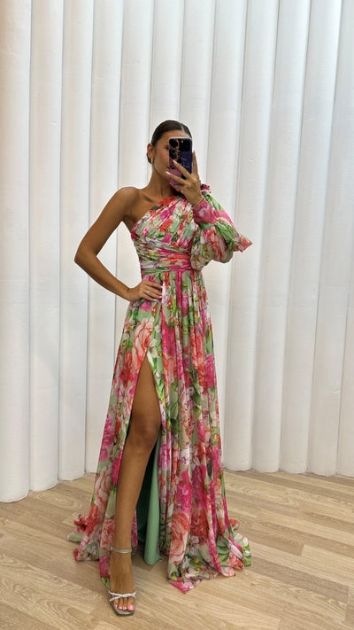 Sukienka Maxi Damska | Elegancki Krój z Rozcięciem
