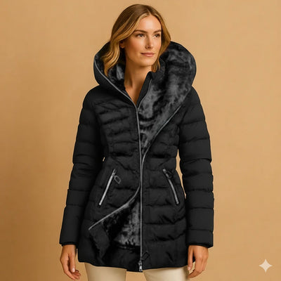 Kurtka Damska | Pikowana Z Kapturem i Ciepłą Izolacją