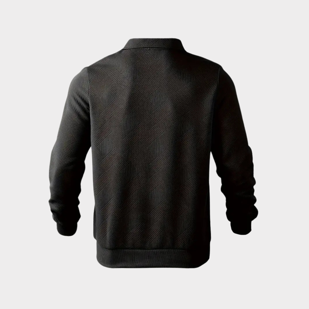 Męski Sweter z Ćwierć Zamkiem | Ciepły Geometryczny Golf