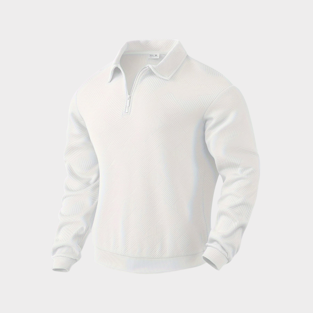 Męski Sweter z Ćwierć Zamkiem | Ciepły Geometryczny Golf