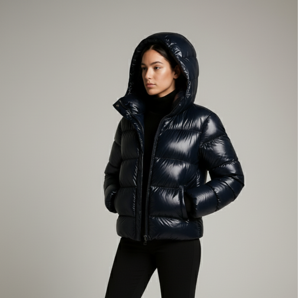 Damska Kurtka Pikowana | Kaptur Ciepły Krój