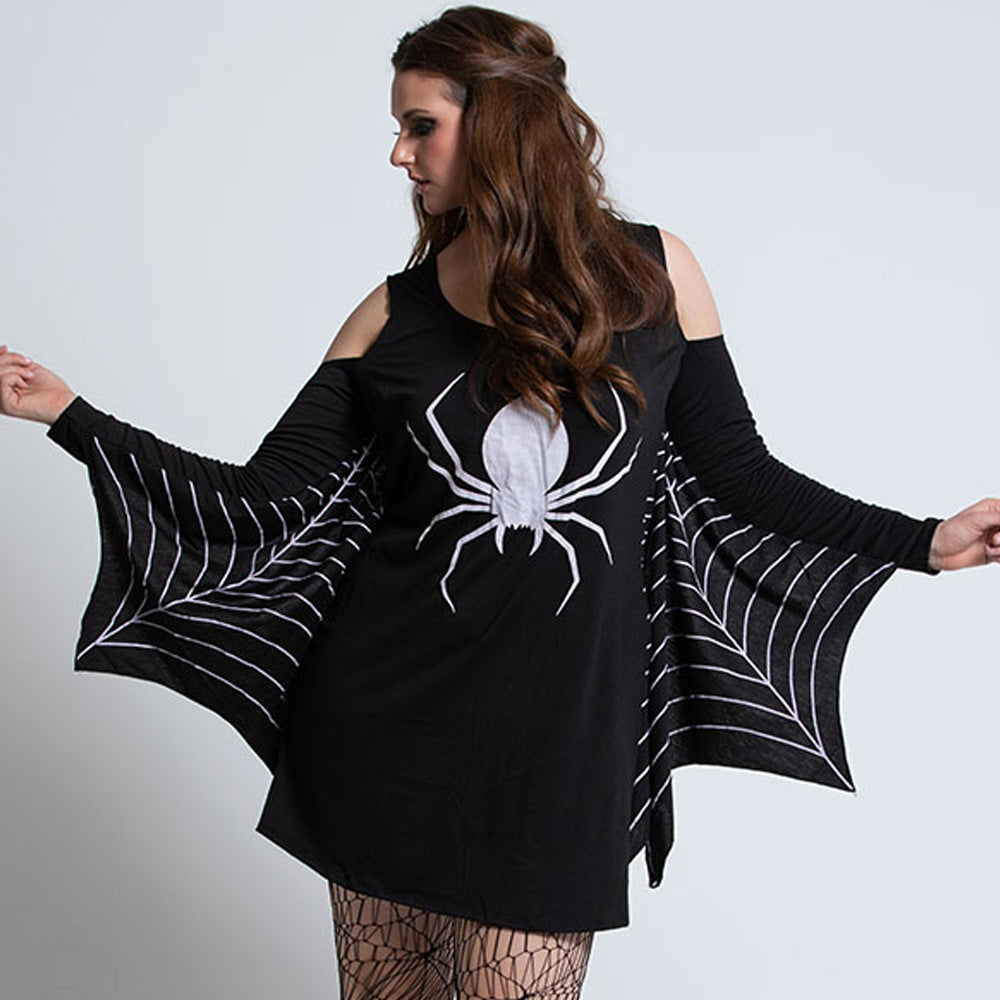 Sukienka Mini w Ciemną Pajęczynę na Halloween | Gotycka Stylizacja