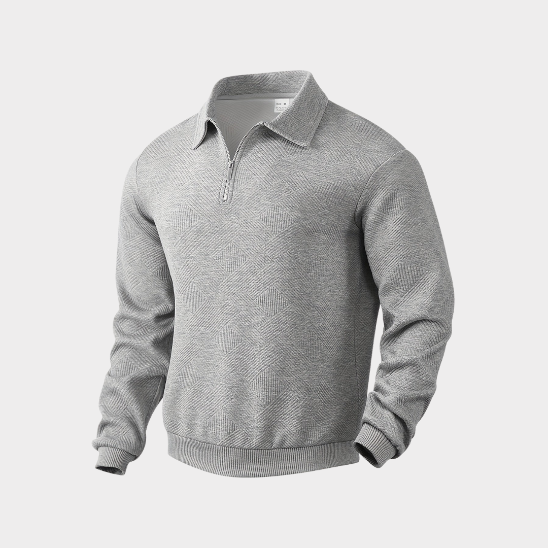 Męski Sweter z Ćwierć Zamkiem | Ciepły Geometryczny Golf