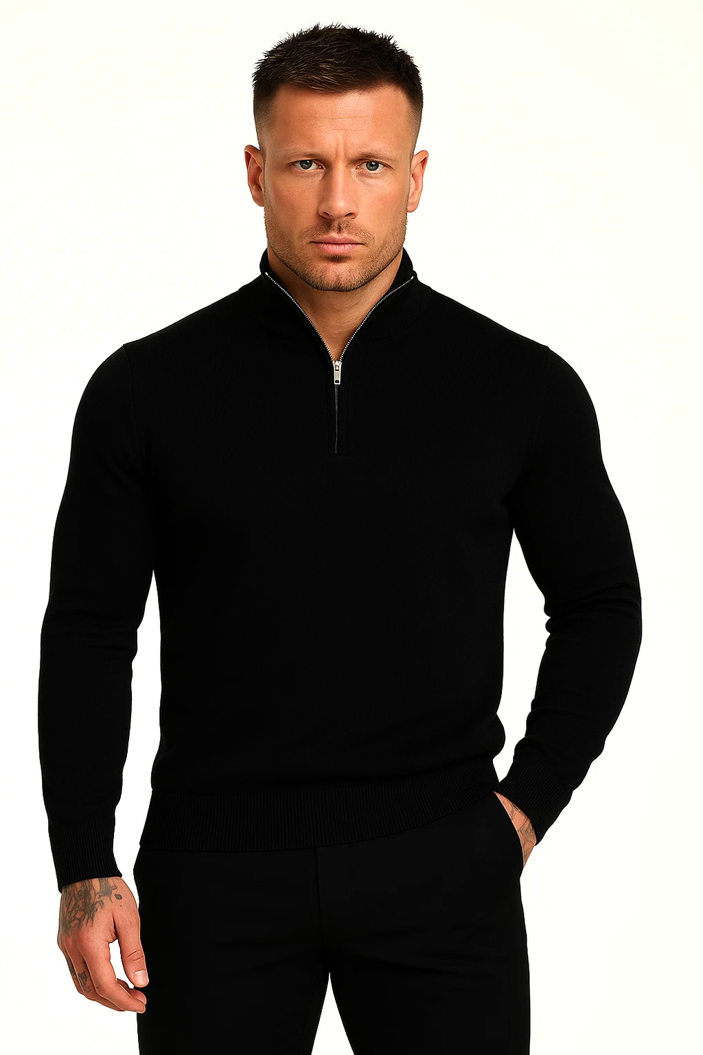 Sweter z Półzamkiem | Luca – Czarny