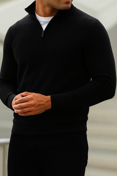 Sweter z Półzamkiem | Luca – Czarny