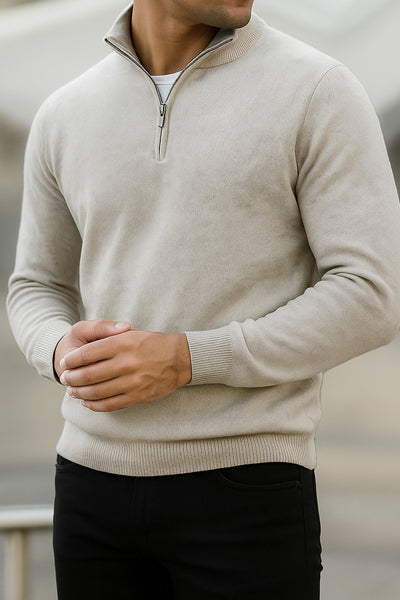 Sweter z Półzamkiem | Reid – Kremowy