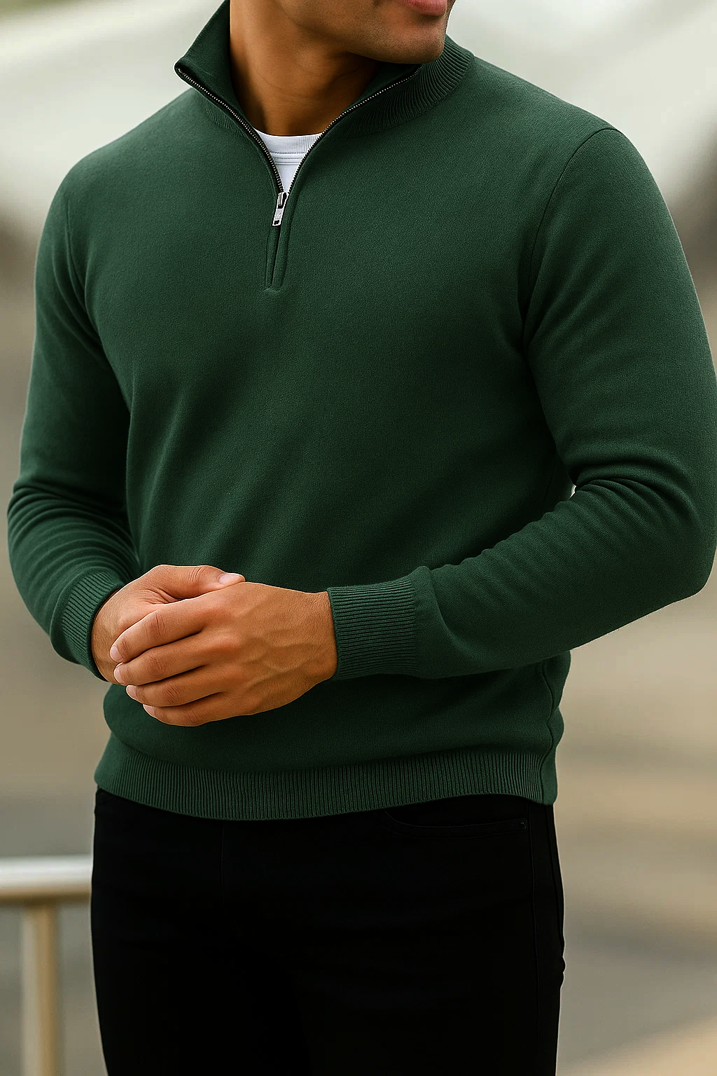 Sweter z Półzamkiem | Owen – Mchowa Zieleń