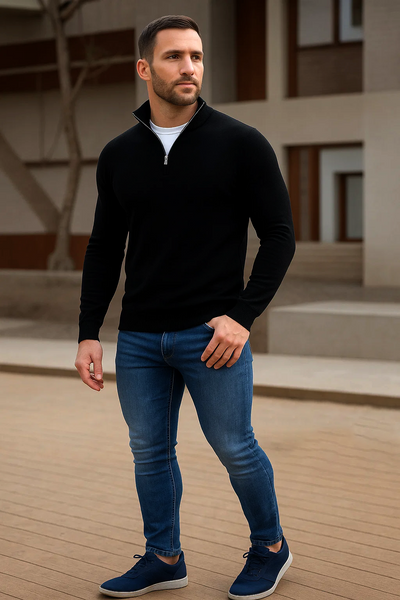 Sweter z Półzamkiem | Luca – Czarny