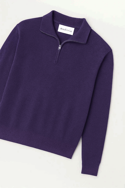 Sweter z Półzamkiem | Remy – Bakłażanowy