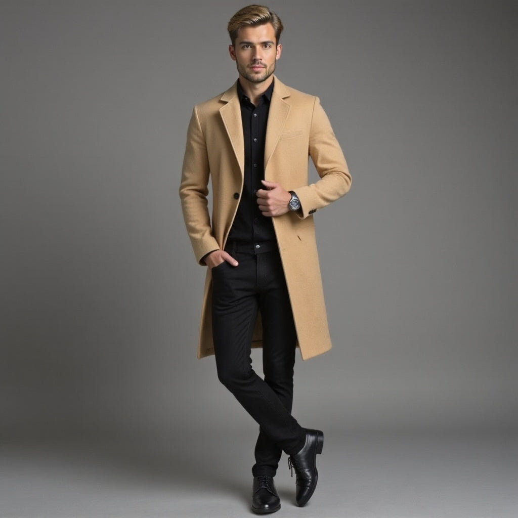 Męski Płaszcz Zimowy Slim Fit | Klasyczny