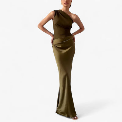 Sukienka Maxi Damska | Elegancki Asymetryczny Krój