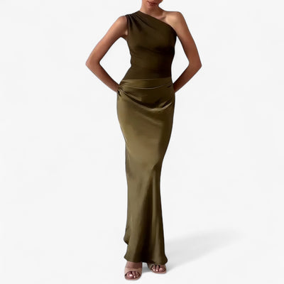 Sukienka Maxi Damska | Elegancki Asymetryczny Krój