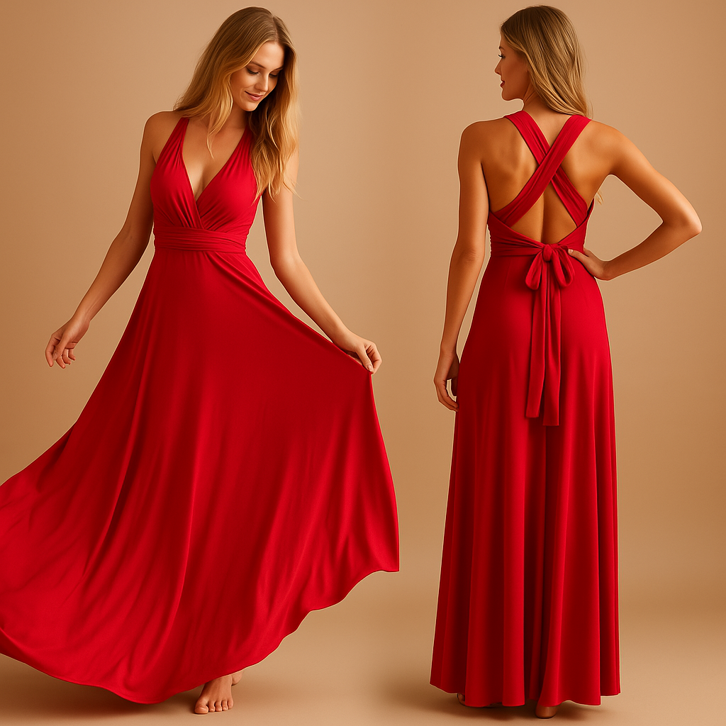 Elegancka Sukienka Kopertowa Damska | Regulowane Długie Paski