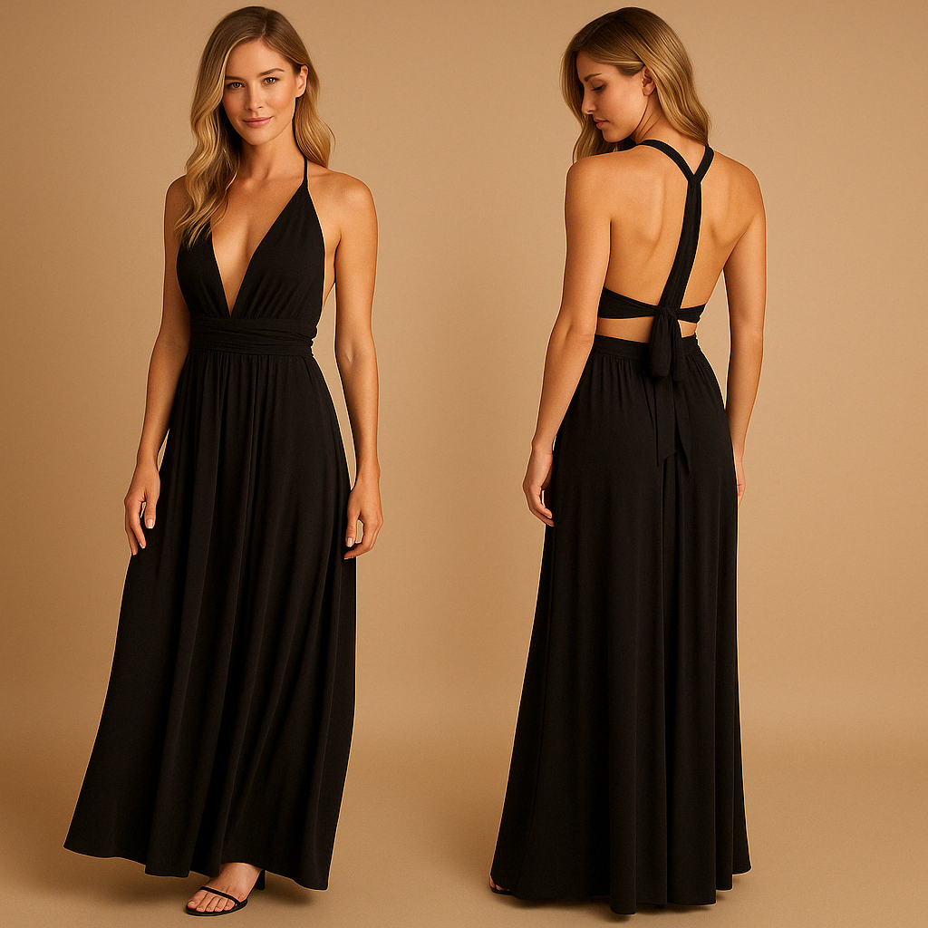 Elegancka Sukienka Kopertowa Damska | Regulowane Długie Paski