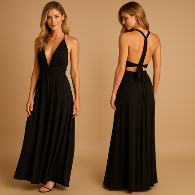 Elegancka Sukienka Kopertowa Damska | Regulowane Długie Paski