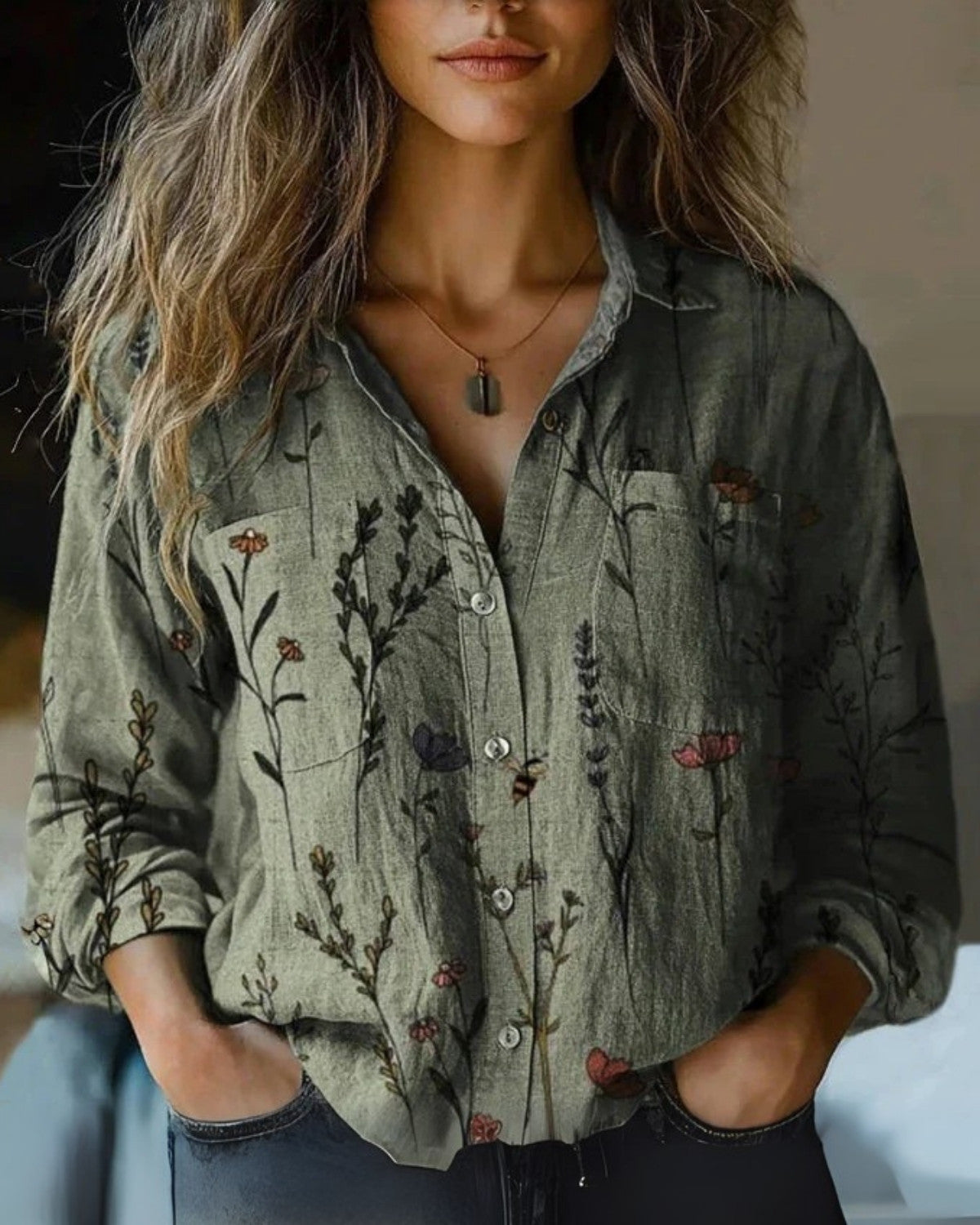 Bluzka Damska | Swobodny Krój w Stylu Retro