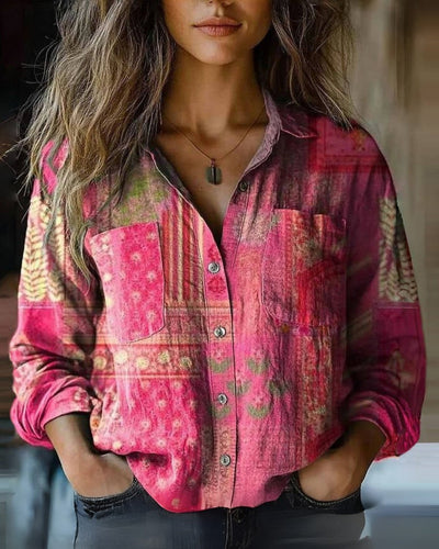 Bluzka Damska | Swobodny Krój w Stylu Retro