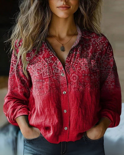 Bluzka Damska | Swobodny Krój w Stylu Retro